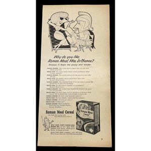 Roman Meal Cereal Vintage Print Ad 1955 Hot Breakfast Kitchen Decor
